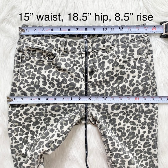 Loft Leopard Print Light Cream Black Cropped Skinny Jeans, Size 4 Petite, 27P - Picture 13 of 14